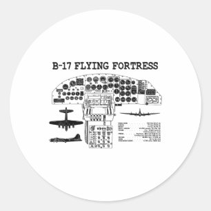 Adesivo Redondo Retro Usa Wwii B- 17 Pit Usa Warplane B17 Voando F