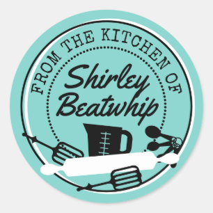 Adesivo Redondo Retro-utensílios de cozedura da cozinha