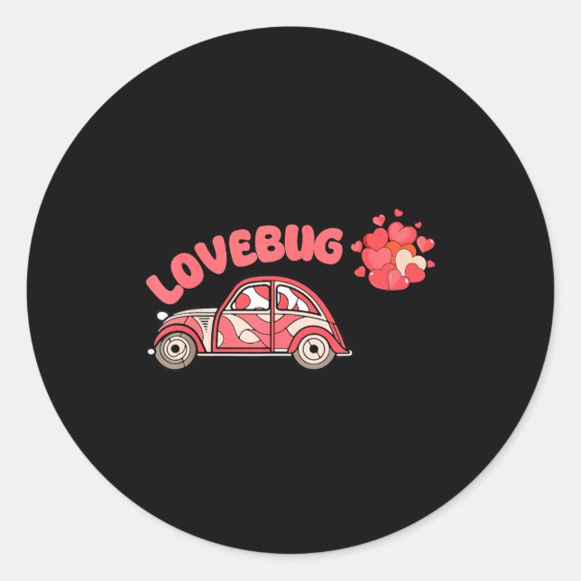Adesivo Redondo Retro Valentines Lovebug Heart Groovy Valentines M (Frente)