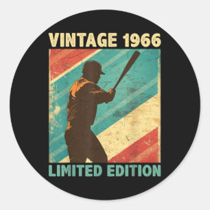 Adesivo Redondo Retro Vintage 1966 Baseball Lover Limited Edition