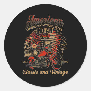 Adesivo Redondo Retro Vintage American Motorcycle Indian for Old