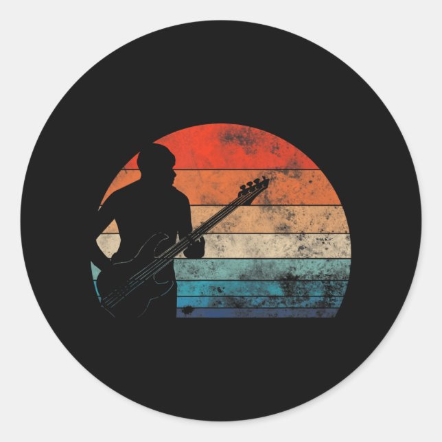 Adesivo Redondo Retro Vintage Bass Clef (Frente)