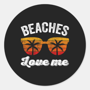 Adesivo Redondo Retro Vintage Beaches Me Ama Shirt Funny Beach Va