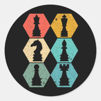 Adesivo Redondo Retro Vintage Chess Pizes Sunset Poster