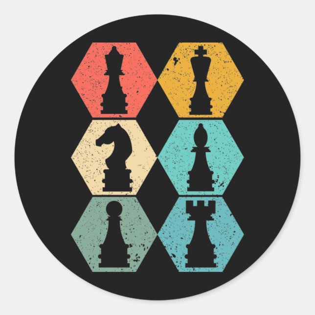 Adesivo Redondo Retro Vintage Chess Pizes Sunset Poster (Frente)