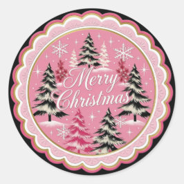 Adesivo Redondo Retro Vintage Christmas: 1950's Pink Xmas