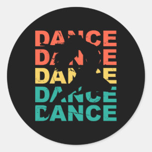 Adesivo Redondo Retro Vintage Dancing Para Dançarinos