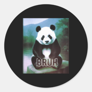 Adesivo Redondo Retro Vintage Engraçado Bruh Panda Gíria Meme Anim