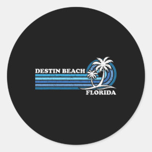 Adesivo Redondo Retro Vintage Family Vacing Florida Destin Beach