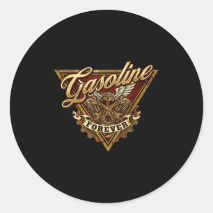 Adesivo Redondo Retro Vintage Gasolina Para Sempre Homem Mecânico