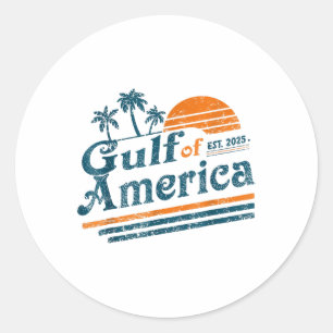 Adesivo Redondo Retro Vintage Golfo Da América Do Norte 2025 Ameri