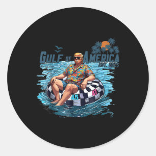 Adesivo Redondo Retro Vintage Golfo Da América Dos Eua 2025 Fl Ame