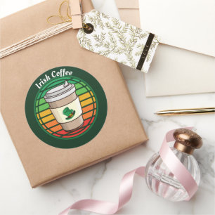 Adesivo Redondo Retro Vintage Irish Coffee Hot Drs to Go