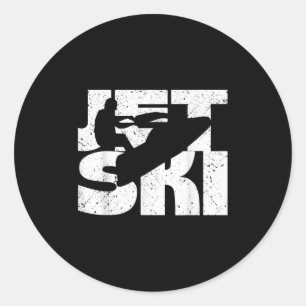 Adesivo Redondo Retro Vintage Jet Ski Water Sports Watercraft Skii