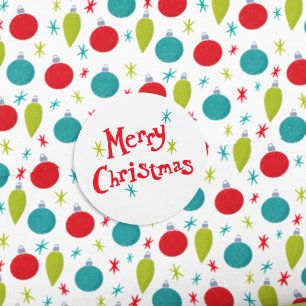 Adesivo Redondo Retro Vintage Lettering Feliz Natal