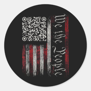 Adesivo Redondo Retro Vintage Qr American Flag Funny Trump Dance C