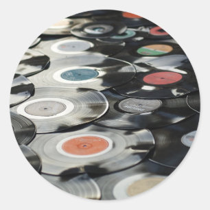 Adesivo Redondo Retro Vintage Records Albums Sticker