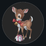 Adesivo Redondo Retro Vintage Reindeer Pink Christmas Baby Deer<br><div class="desc">Retro Vintage Reindeer Pink Christmas Baby Deer</div>