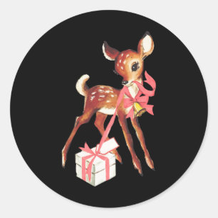 Adesivo Redondo Retro vintage rena rosa pia natal