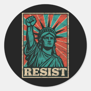 Adesivo Redondo Retro Vintage Resiste Traço Fascismo De Liber