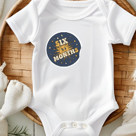 Adesivo Redondo Retro Vintage Sun Baby Six Months Milestone