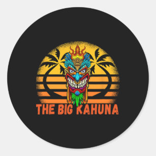 Adesivo Redondo Retro Vintage Sunset Big Kahuna Hawaiian Mask Tiki