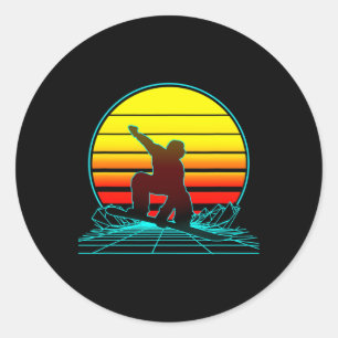 Adesivo Redondo Retro Vintage Sunset Snowboard