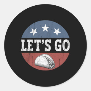Adesivo Redondo Retro Vintage Vamos Go Taco USA Flag American Flag