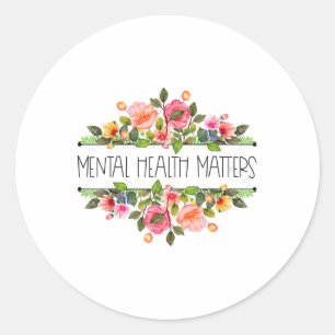 Adesivo Redondo Retro Vintage Wildflower Mental Health S Consciênc