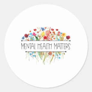 Adesivo Redondo Retro Vintage Wildflower Mental Health S Consciênc