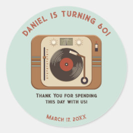 Adesivo Redondo Retro Vinyl Record Thank You Round Stickers