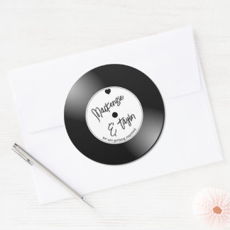 Adesivo Redondo Retro Vinyl Record Wedding
