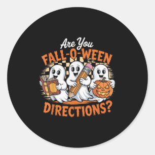 Adesivo Redondo Retro Você Cai O Ween Direções Fantasma Hallowe