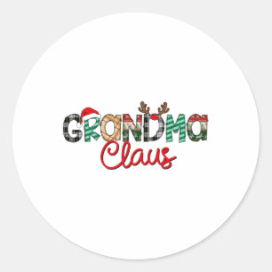 Adesivo Redondo Retro Vovó Claus Reindeer Matança De Natal Fa