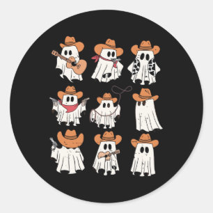 Adesivo Redondo Retro Western Halloween Cowboy Collage Spook