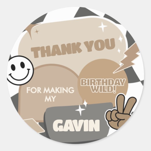 Adesivo Redondo Retro Young Wild e Três Festas de aniversário (Frente)