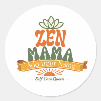 Adesivo Redondo Retro Zen Mama Yoga Lotus Personalized Art Sticker