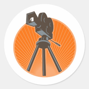 Adesivo Redondo Retrospectiva da câmara de filmes de 35 mm Vintage