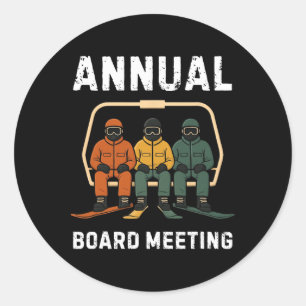Adesivo Redondo Reunião Anual da Diretoria Snowboard Pai Esqui Div