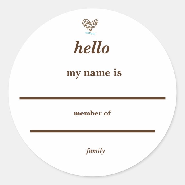 Adesivo Redondo reunião anual de eventos azul e marrom (Frente)