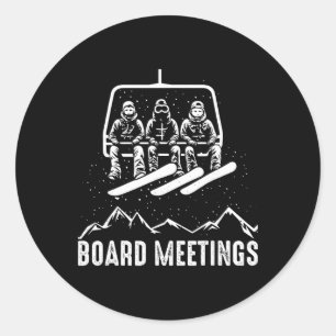 Adesivo Redondo Reunião da Diretoria Engraçado Snowboarding Esport