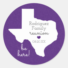 Adesivo Redondo Reunião da Família Purple State of Texas