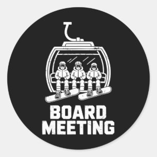 Adesivo Redondo Reunião de Conselho de Snowboard Elevador de Esqui