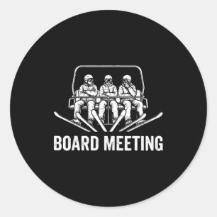Adesivo Redondo Reunião de Conselho de Snowboard Esquiador Elevado