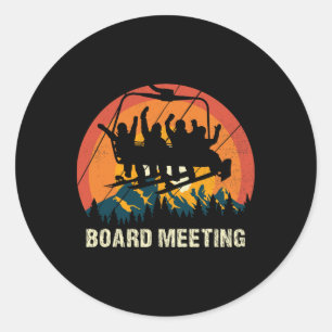 Adesivo Redondo Reunião de Conselho de Snowboard Esquiador Elevado