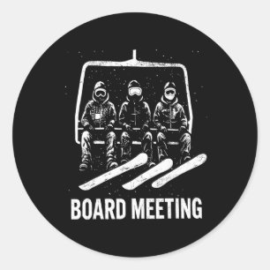 Adesivo Redondo Reunião de Conselho de Snowboard Esquiador Elevado