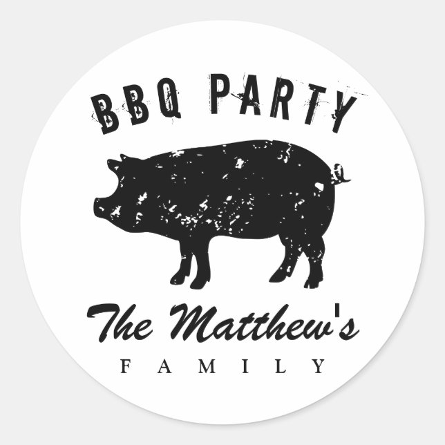 Adesivo Redondo Reunião familiar de nome personalizado CHURRASCO d (Frente)
