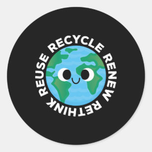 Adesivo Redondo Reutilização de reciclares Renovar Repensar Crise