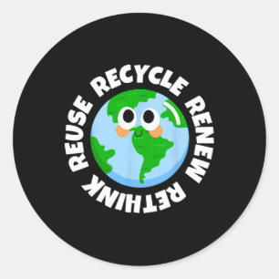 Adesivo Redondo Reutilização de reciclares Renovar Repensar Crise 