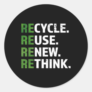 Adesivo Redondo Reutilização do Reciclar legal Renovar Repensar Ci